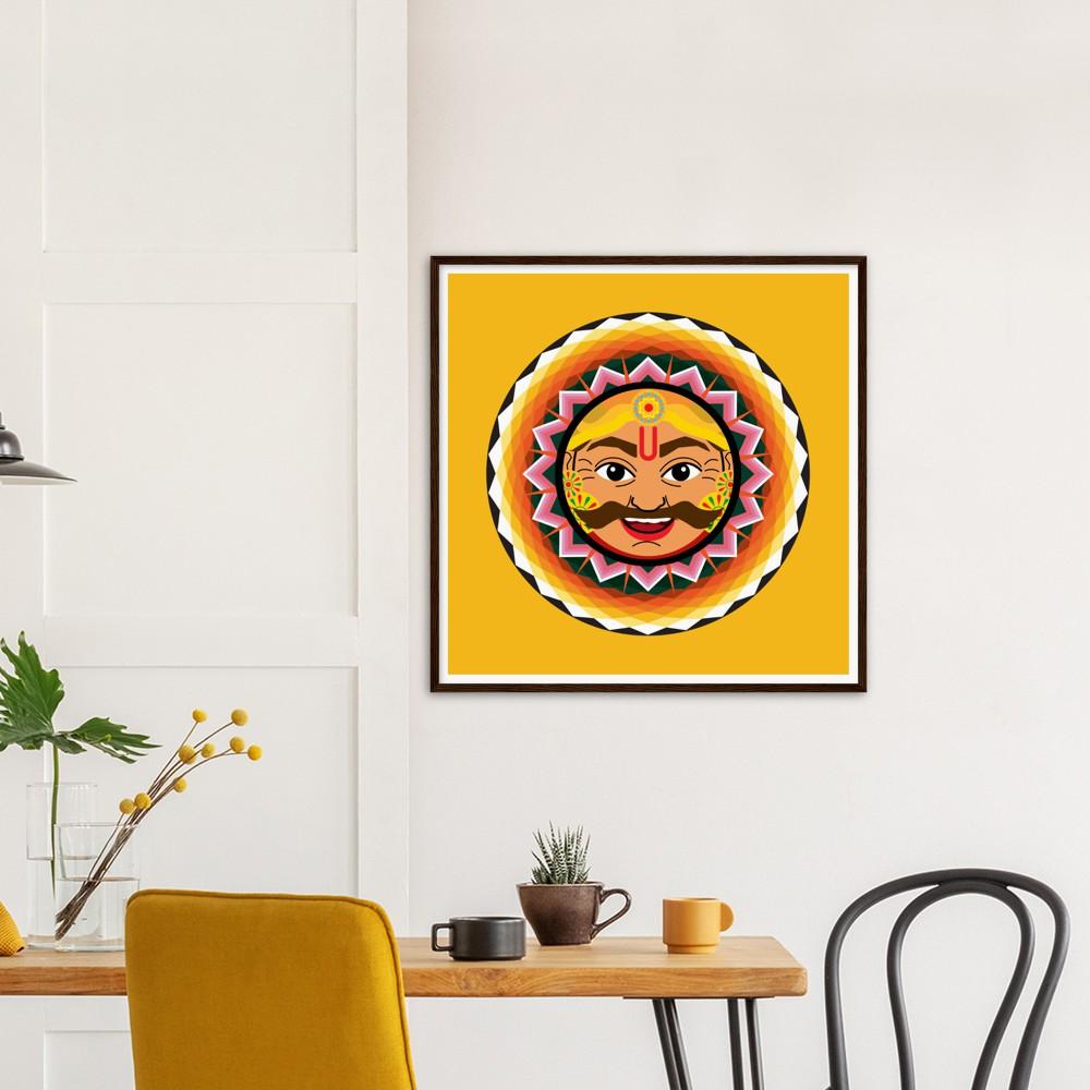 Happy Onam Harvest season King Mahabali returns Semi-Glossy Paper Wooden Framed Poster - Myparamatma