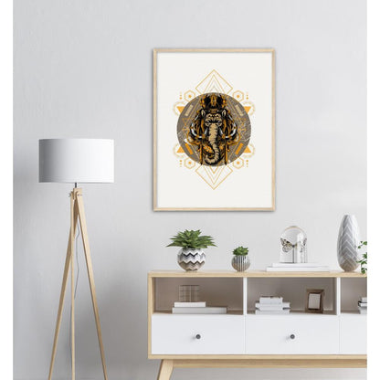 Elephant king Elephant God Hindu Hinduism Archival Matte Paper Wooden Framed Poster - Myparamatma