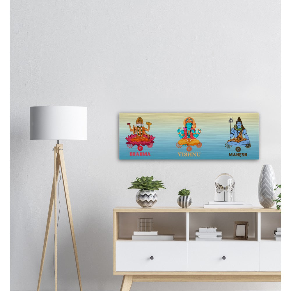 Hindu triumvirate Trimurti Brahma Vishnu Mahesh Shiva Brushed Aluminum Print - Myparamatma