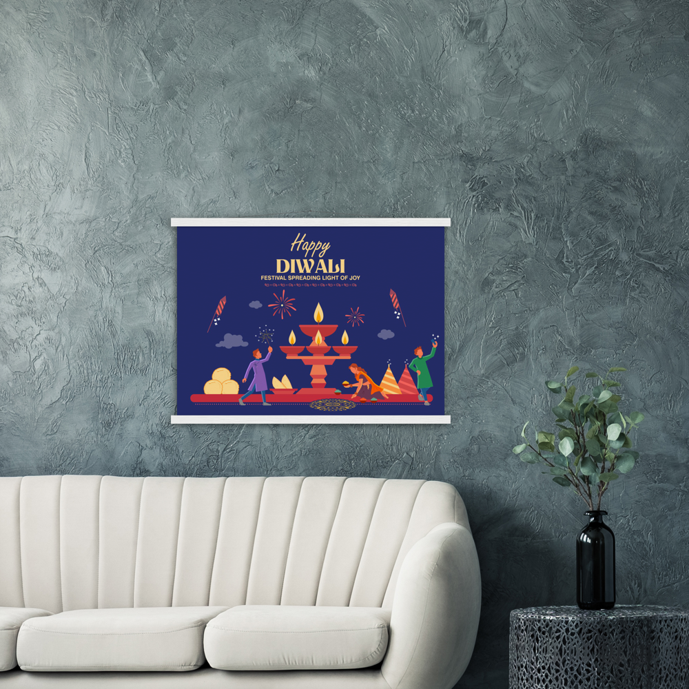 Happy Diwali lights Archival Matte Paper Poster & Hanger - Myparamatma