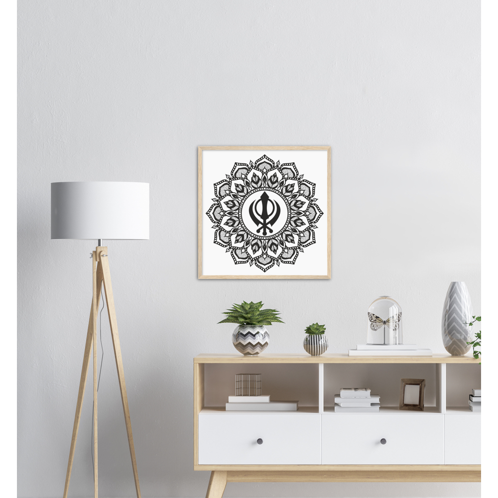 Khanda Sahib Matte Paper Wooden Framed Poster - Myparamatma