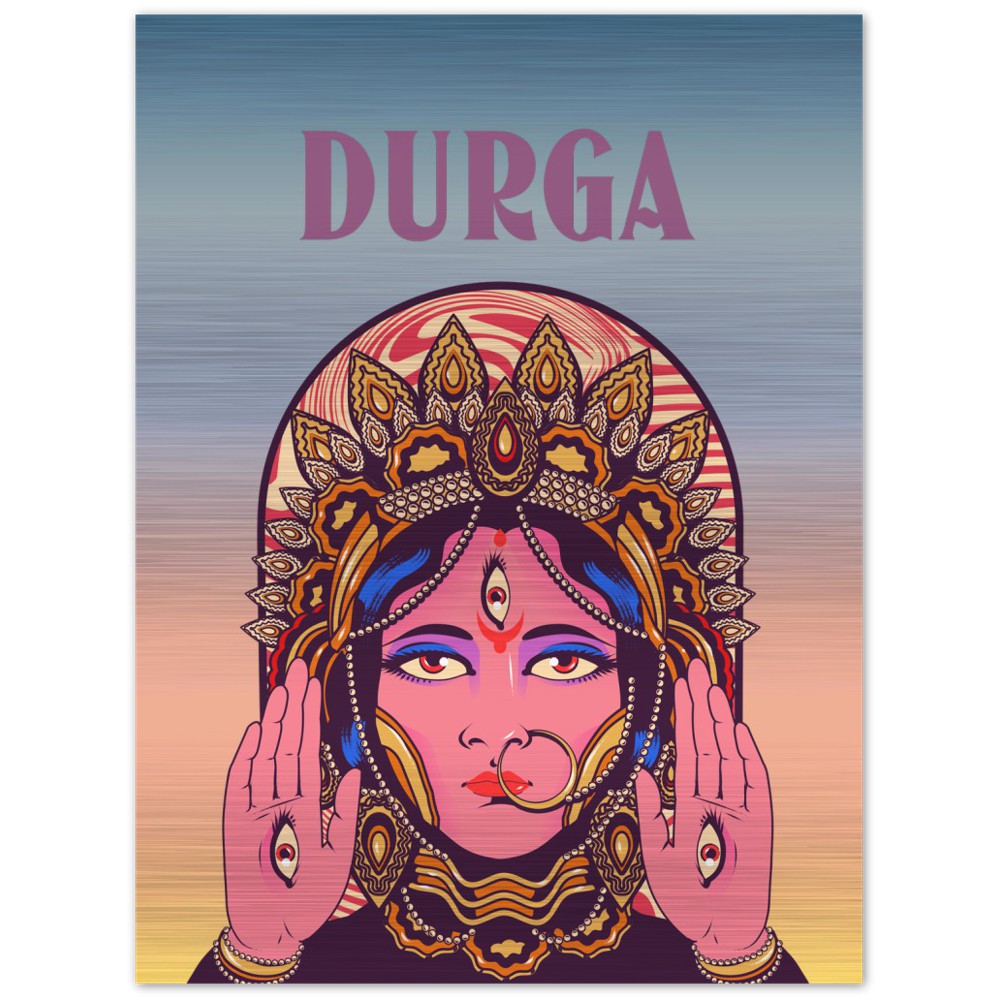 Durga Mata Brushed Aluminum Print, Poster, Canvas - Myparamatma