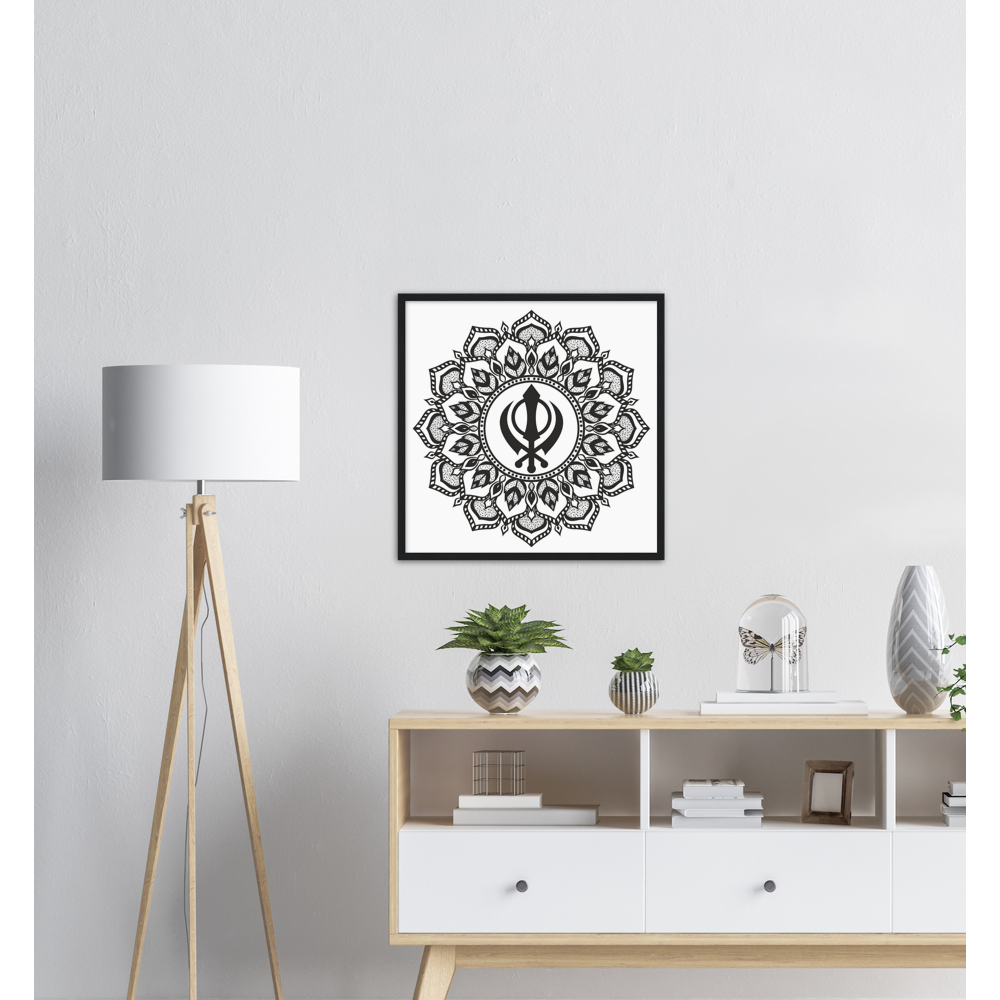 Khanda Sahib Matte Paper Wooden Framed Poster - Myparamatma