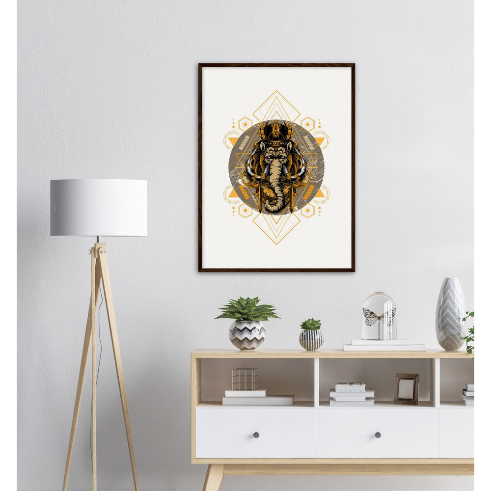 Elephant king Elephant God Hindu Hinduism Archival Matte Paper Wooden Framed Poster - Myparamatma