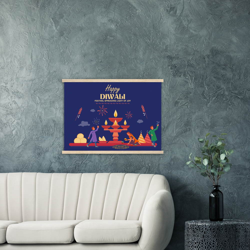 Happy Diwali lights Archival Matte Paper Poster & Hanger - Myparamatma