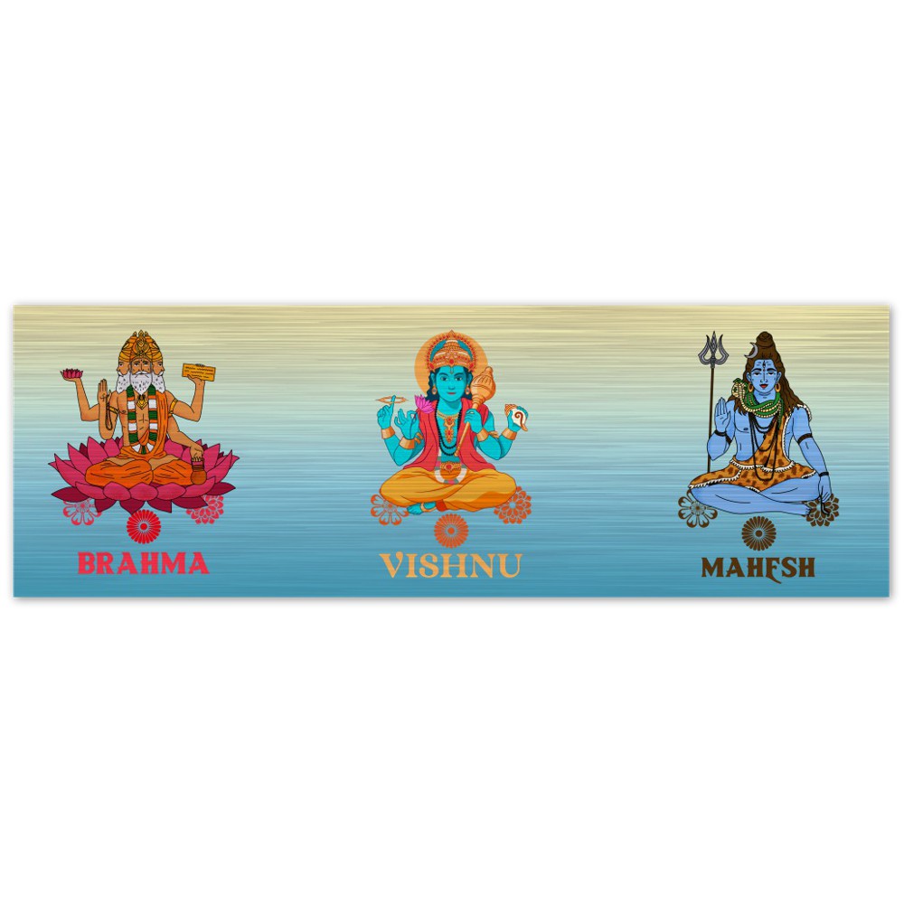 Hindu triumvirate Trimurti Brahma Vishnu Mahesh Shiva Brushed Aluminum Print - Myparamatma