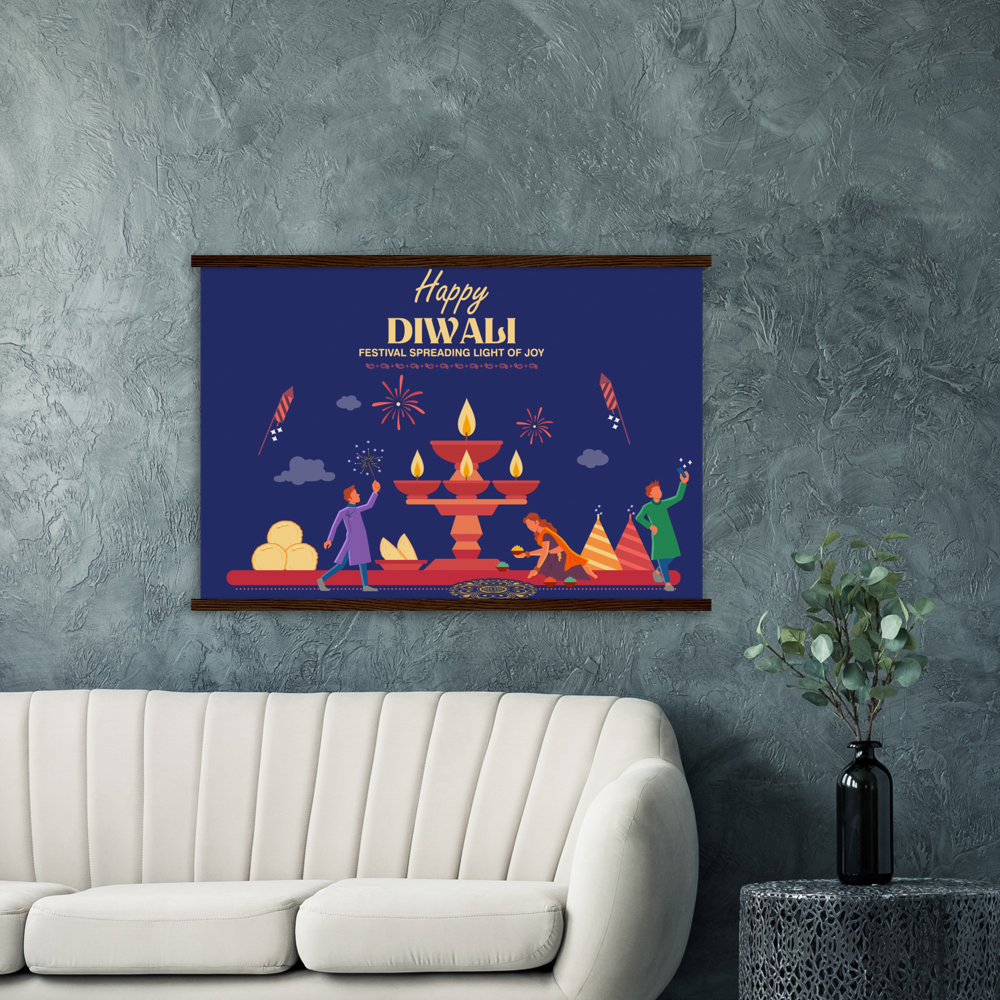 Happy Diwali lights Archival Matte Paper Poster & Hanger - Myparamatma