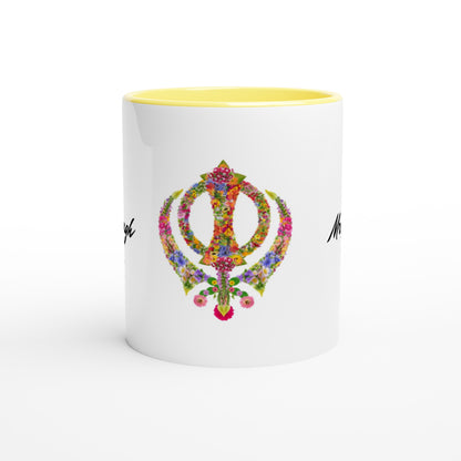 Khanda Sahib with last name White 11oz Ceramic Mug with Color Inside