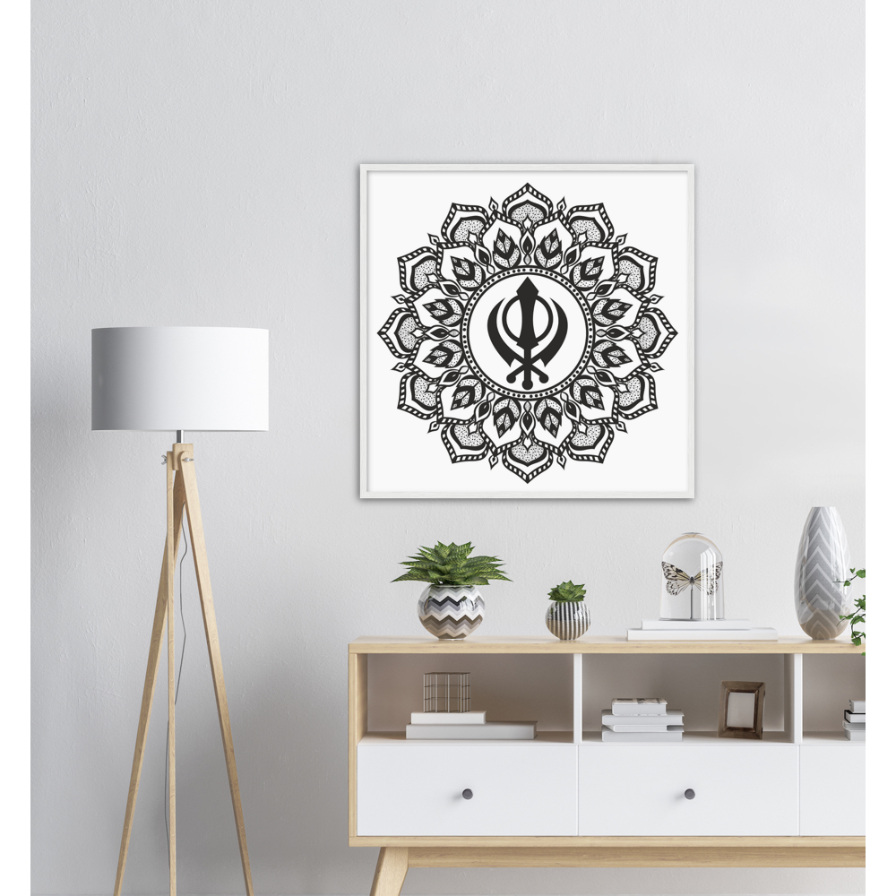 Khanda Sahib Matte Paper Wooden Framed Poster - Myparamatma