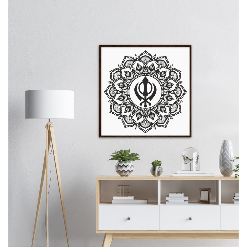 Khanda Sahib Matte Paper Wooden Framed Poster - Myparamatma