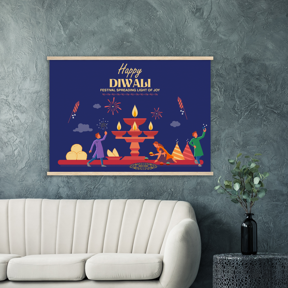 Happy Diwali lights Archival Matte Paper Poster & Hanger - Myparamatma