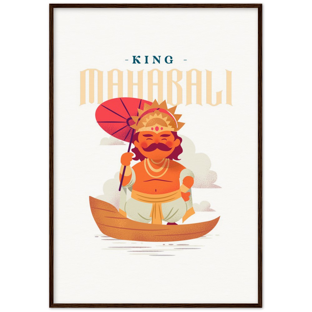 King Mahabali Onam Kerala Archival Matte Paper Wooden Framed Poster - Myparamatma