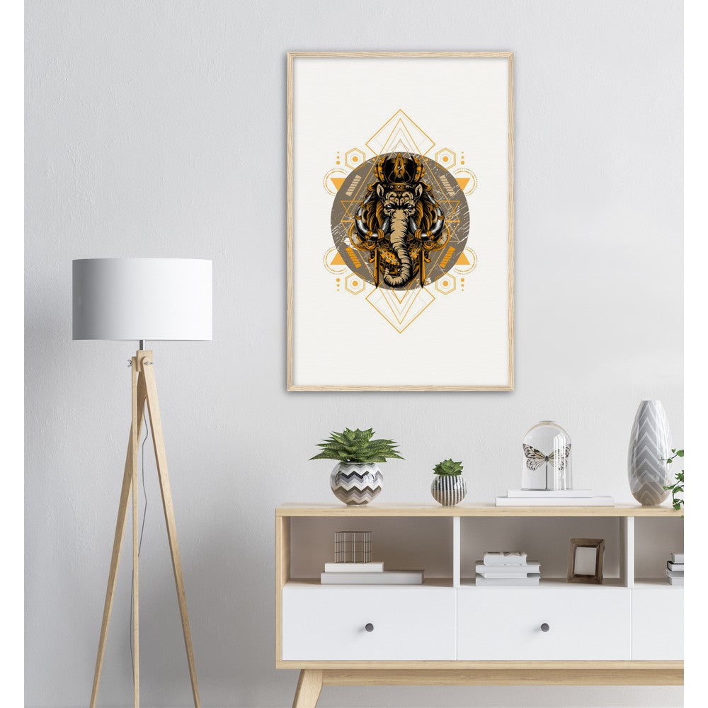 Elephant king Elephant God Hindu Hinduism Archival Matte Paper Wooden Framed Poster - Myparamatma