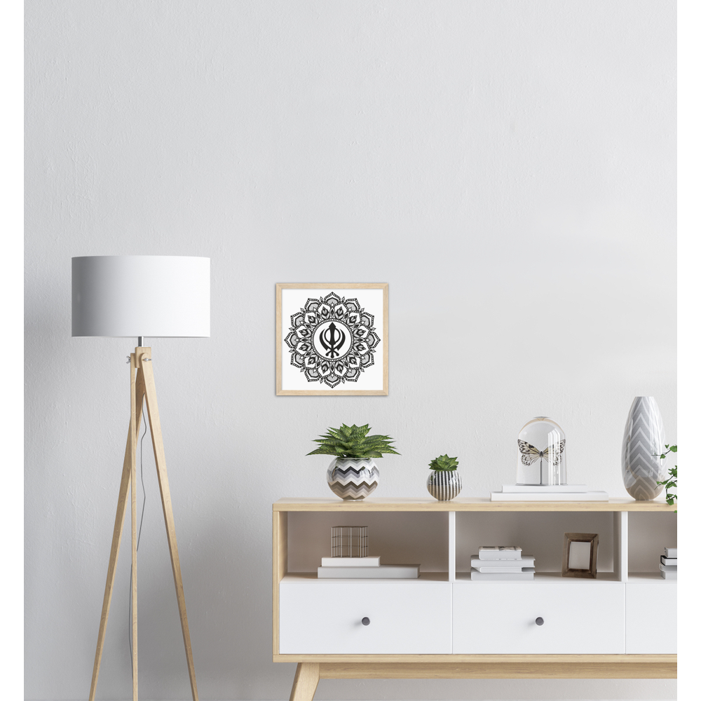 Khanda Sahib Matte Paper Wooden Framed Poster - Myparamatma