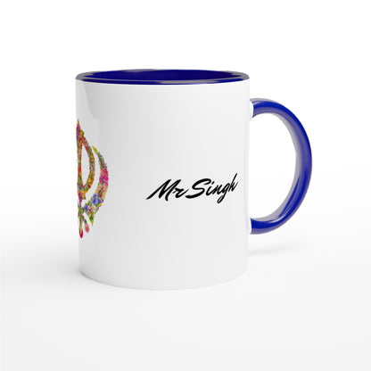 Khanda Sahib with last name White 11oz Ceramic Mug with Color Inside