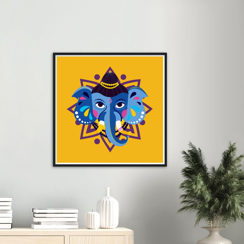 Little Ganesha Hindu Gods Hinduism Premium Matte Paper Wooden Framed Poster - Myparamatma