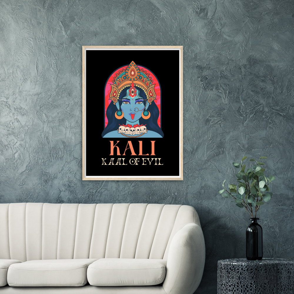 Kali Ma Kaal of Evil Premium Matte Paper Wooden Framed Poster - Myparamatma