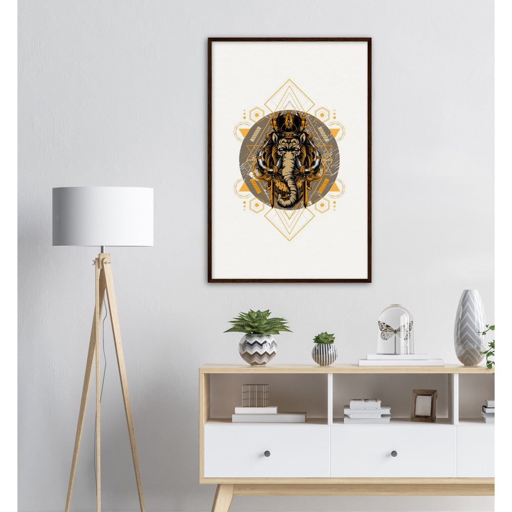 Elephant king Elephant God Hindu Hinduism Archival Matte Paper Wooden Framed Poster - Myparamatma