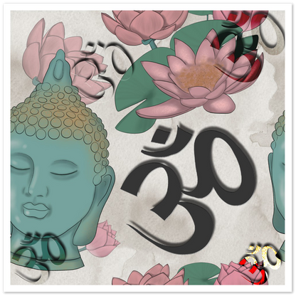 Gautam Buddha and OM Archival Matte Paper Wooden Framed Poster - Myparamatma